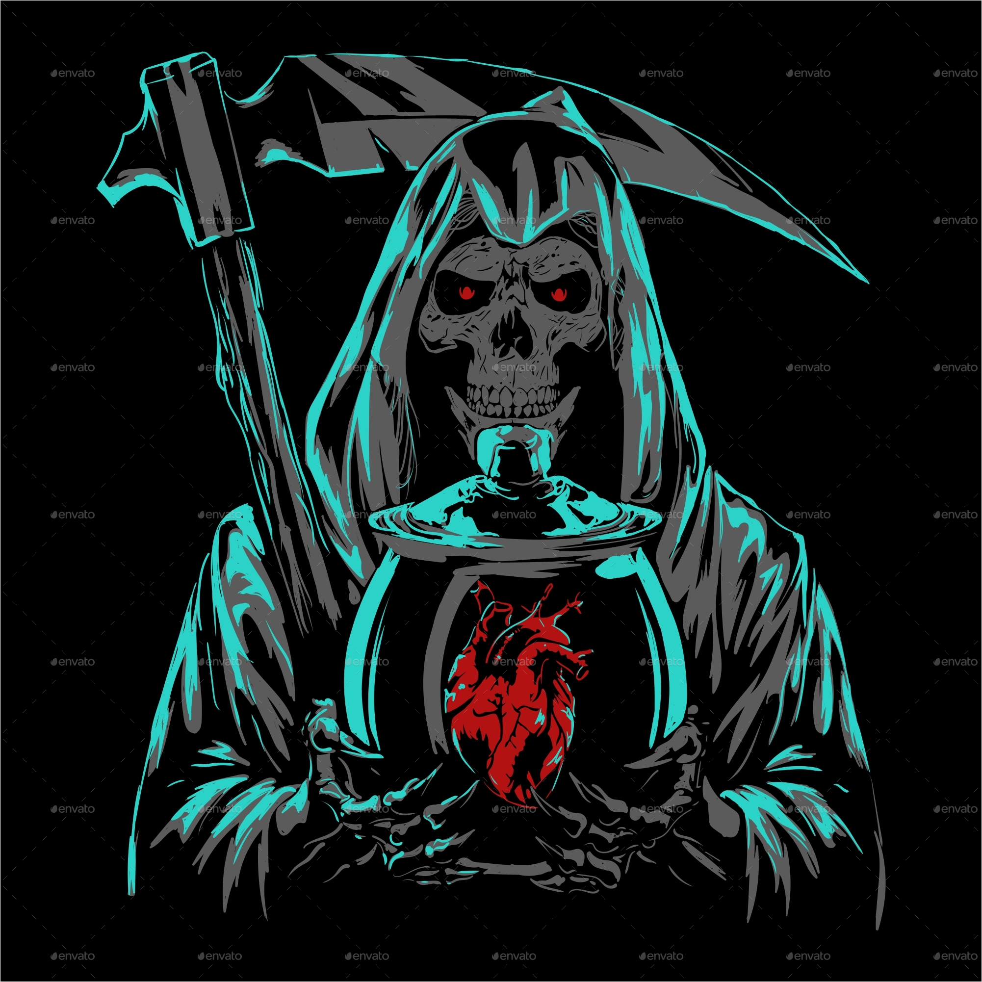 Grim Reaper With A Jar Of Heart Vectors Graphicriver 8889